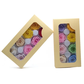 

High Quality Multicolor Preserved Rose Box 4-5CM Immortal Eternal Rose Dried Flowers Mother Day Present Furnishing Decoration