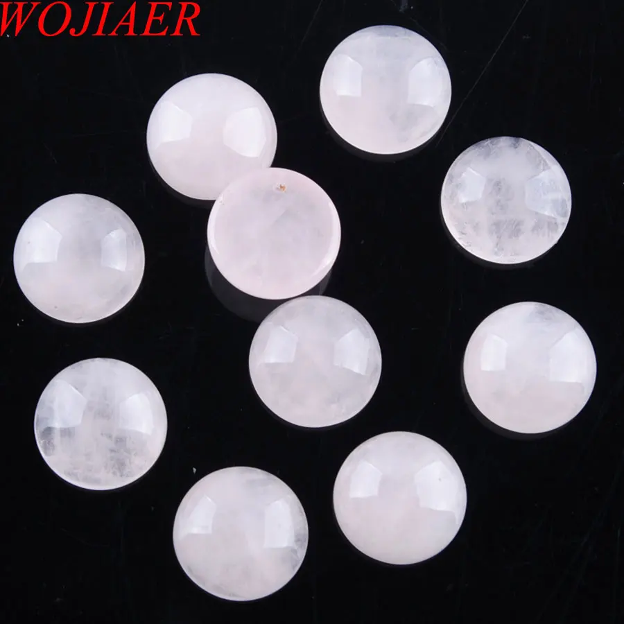 

WOJIAER Pink Rose Quartzs Round 8mm Cabochon Bead Natural Stone Healing Bead Fit for Women Men DIY Handmade Jewelry 10PCS PU3165