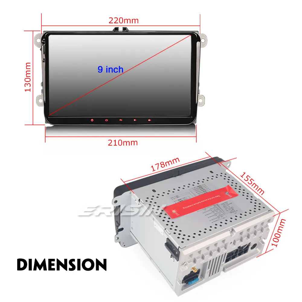Автомагнитола Erisin ES7591V 9 &quotAndroid 8 0 DAB + TPMS OBD BT 4G для VW Seat Skoda PASSAT GOLF MK5 6