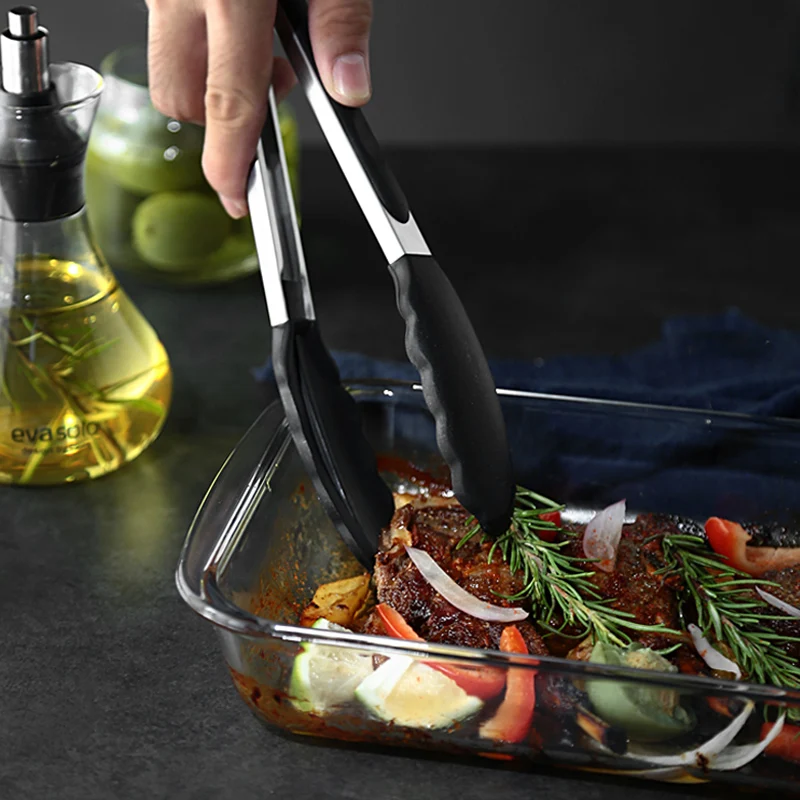 Silicone Kitchen Tongs BBQ Grilling Tongs Bread Food Salad Serving Tongs Clip Barbecue Cooking Tongs BBQ Tools Kitchen Utensils (6)