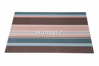 

Blue Stripe Kitchen Dining Waterproof PVC Placemat Coasters for Table Heat-resistant,Non-slip Insulation Table Mat