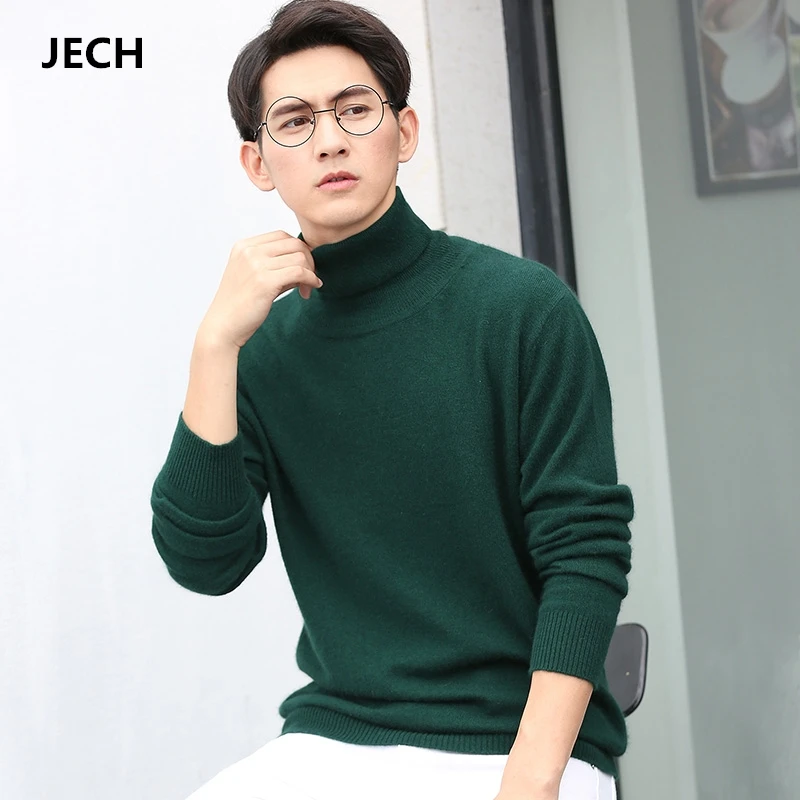

Man's Cashmere Wool Turtleneck Sweaters JECH 2018 Spring Winter Men Long Sleeve Solid Slim Pullovers Knitwear Plus Size S-XXXL