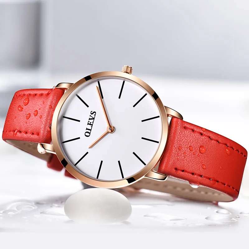 

Brand Luxury Quartz Women's Watches Business Casual Black Japan Quartzwatch Genuine Leather ultrathin Clock New 30m Waterproof
