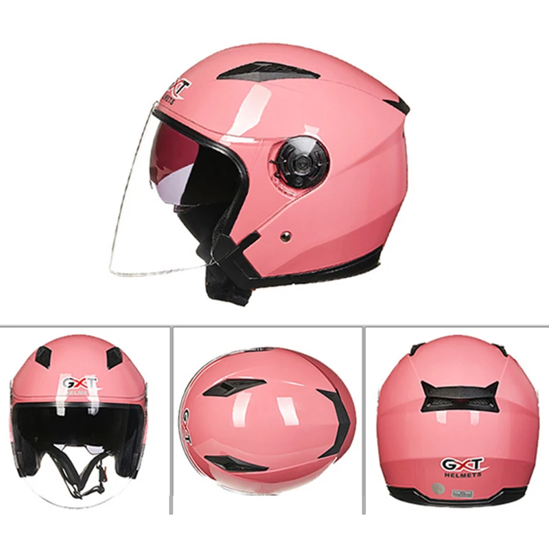 

Girls Motorcycle Helmet 3/4 Open Face Safety Double Lens Full Shield Visor Bike Motocross Riding Helmets