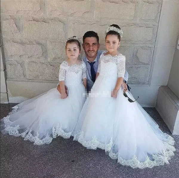 White Lace Off Shoulder Flower Girl Dress for Wedding Half Sleeves Custom Made Any Size цена White Lace Off Shoulder Flower Girl Dress for Wedding Half Sleeves Custom Made Any Size цены онлайн