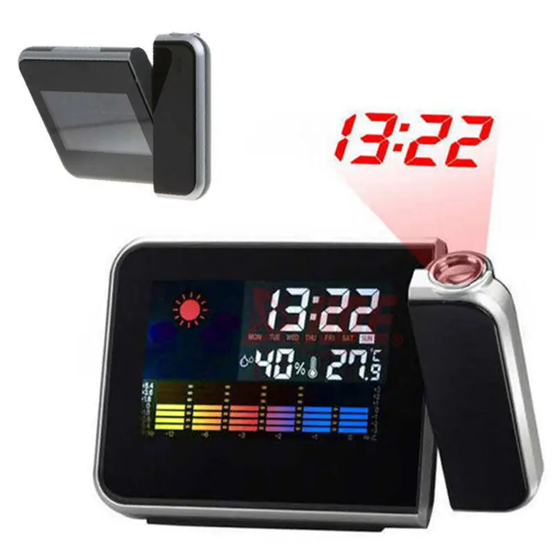 

Digital LCD LED Projector Alarm Clock Weather Station Colorful Projecting 2Color