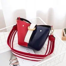 Женская сумка, новая модная сумка, корейская женская сумка через плечо, сумка-мешок синего и красного цвета в стиле пэчворк