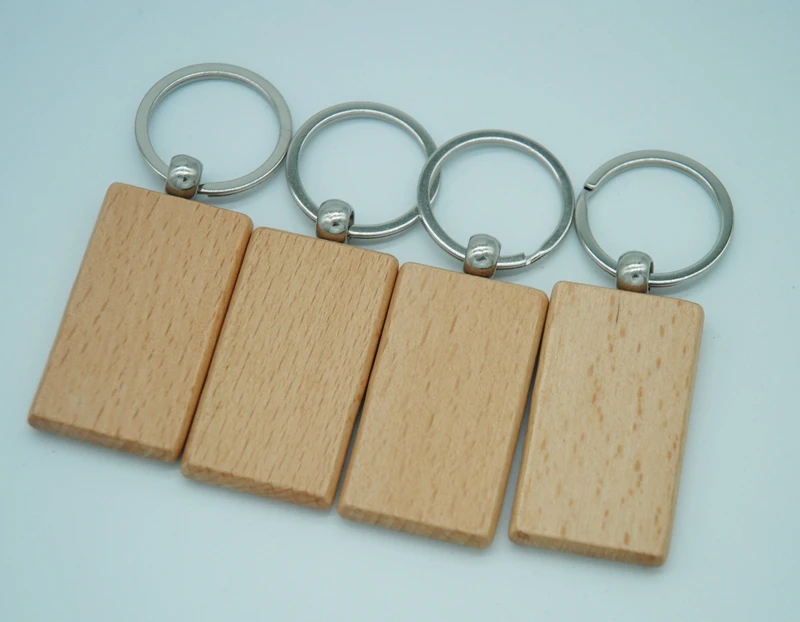 Пустые круглые прямоугольные деревянные брелки для ключей DIY продвижение индивидуальные деревянные брелки для ключей рекламные подарки