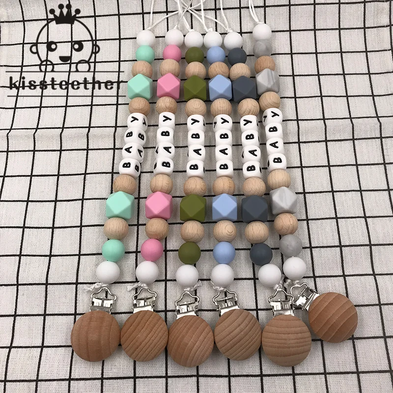 

DIY Silicone Baby Pacifier Clip Personalised Name Colorful Pacifier Chain for Baby Teething Soother Chew Toy Dummy Clips
