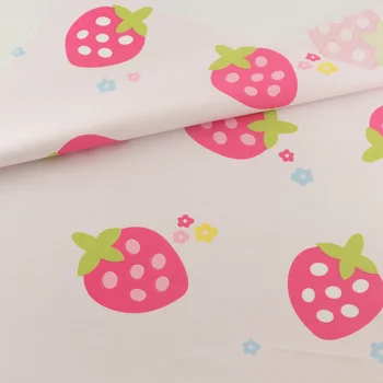 

Pink Strawberry Cotton Fabric Home Textile Patchwork Sewing Quilting Bedding Decoration Tissue Cloth Craft Teramila Fabrics