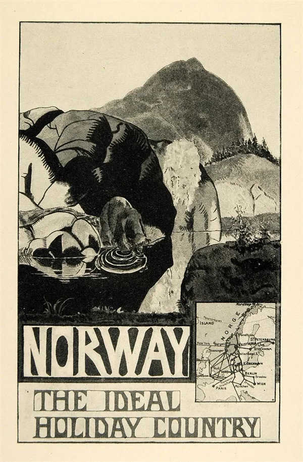 Скандинавские путешествия в город Oslo of Norway художественный постер винтажный