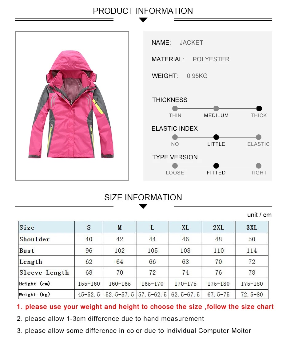Jacket夹克尺码表