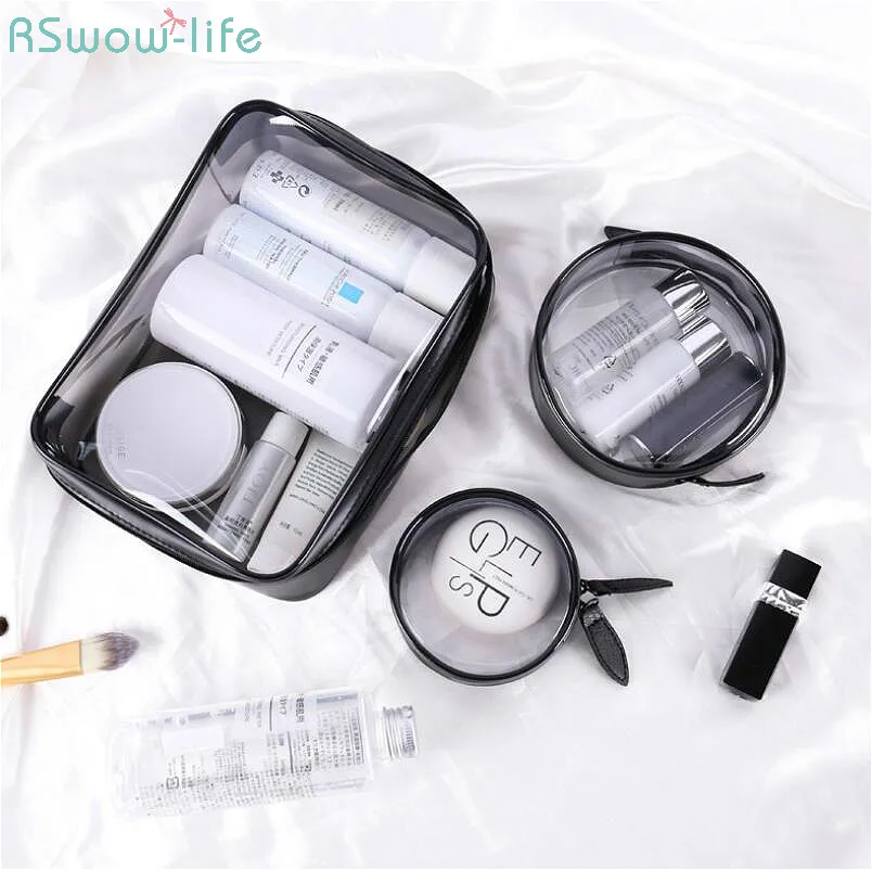 Portable Travel Bag Waterproof Transparent PVC Cosmetic Supplies Spot Simple Cosmetic Bags Bathroom Storage Stuff Round Square