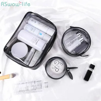 

Portable Travel Bag Waterproof Transparent PVC Cosmetic Supplies Spot Simple Cosmetic Bags Bathroom Storage Stuff Round Square