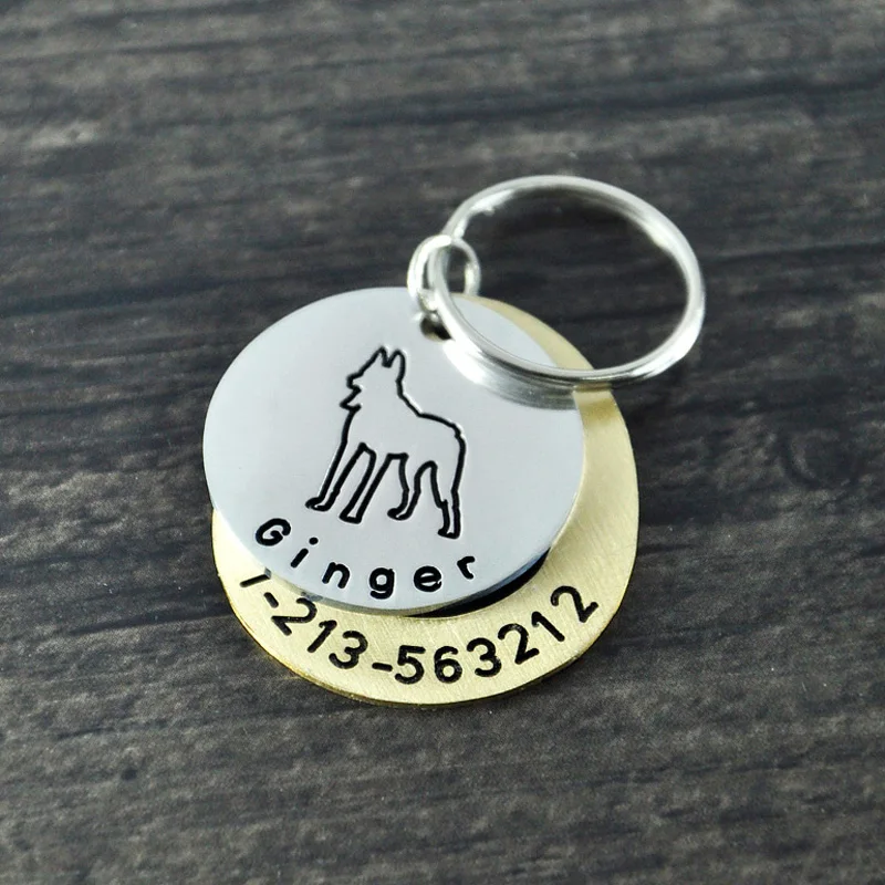 

Personalized dogtags, Belgian Malinois dog tag, Custom Dog ID Tag,Hand Stamped Identification Dog Tag,engraved name , number