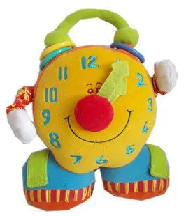

Candice guo plush toy stuffed doll cartoon smile clock Multi-function educational baby portable rattle birthday gift present 1pc