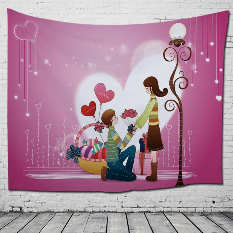 Счастливый День святого Валентина гобелен настенный Роза Купидон декоративный домашний, мебельно-декоративная ткань одеяло для пикника полотенце-коврик для йоги G-018