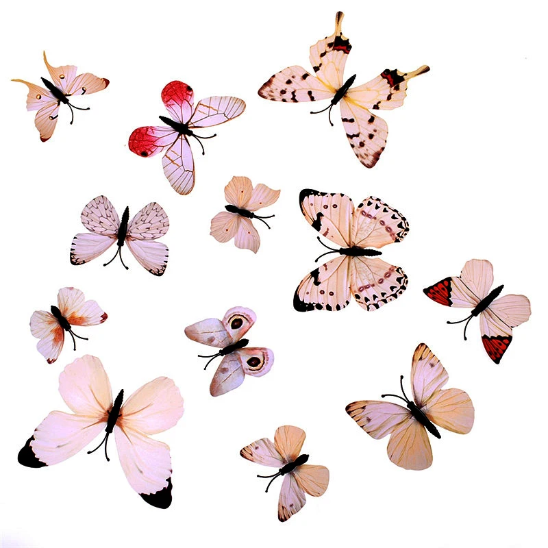 

12Pcs New Year 3D Butterfly Sticker Animal Decal Wall Stickers Home Decorations Vivid Butterfly Stickers