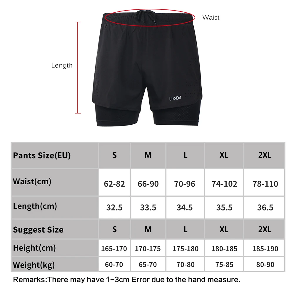 Lixada мужские шорты 2 в 1 для бега, мужские спортивные шорты, быстросохнущие спортивные шорты для тренировок, пробежек, велосипедных шорт с более длинной подкладкой