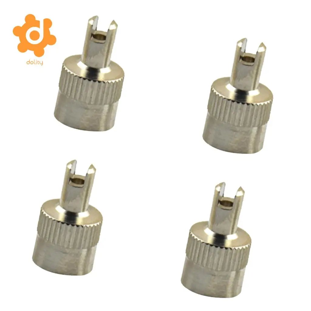 4 Pieces Motorcyle Car Slotted Head Valve Stem Caps with Core Remover Tool Set of 4 slotted caps With Valve Core Remover