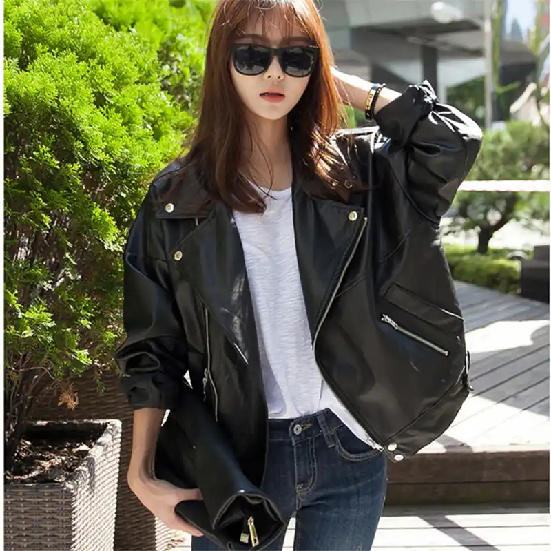 Download 2018 Motorcycle Bomber Jacket Women Loose Korean Style Fashion For Android Get Wallpaper 2018 Motorcycle Bomber Jacket Women Loose Korean Style Fashion HD