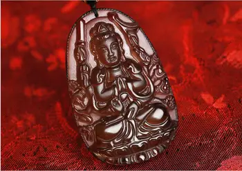 

Icy Obsidian Pendant Necklace Pendant thousand men Avalokiteshvara male and female rat natal Buddha.