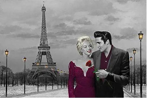 

ELVIS PRESLEY & MARILYN MONROE - PARIS ART SILK POSTER Decorative Wall paint 24x36inch