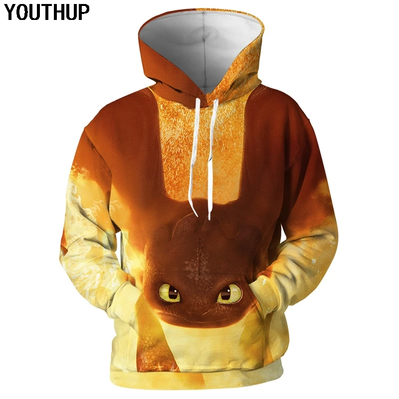 YOUTHUP 2020 новинка 3d толстовки мужские Беззубик с принтом капюшоном пуловеры модные