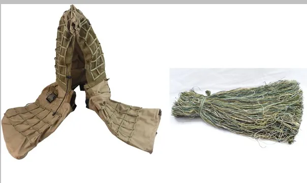 TTGTACTICAL Тактический снайперский Ghillie костюм куртка камуфляж Ghillie основа с мешковины страйкбол Пейнтбол Охота Ghillie Hat - Цвет: BRW Wooldand