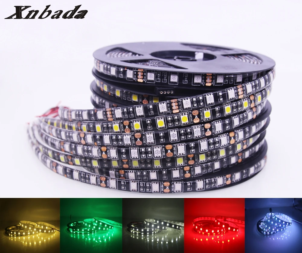Светодиодная лента 5050SMD черная печатная плата 60 светодиодов/м подсветка
