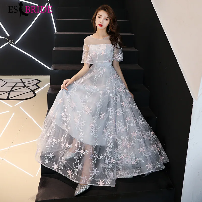 

Tulle White Simple Evening Dress Long Elegant Vestidos De Fiesta De Noche Evening Dresses Evening Gown Robe De Soiree ES1964