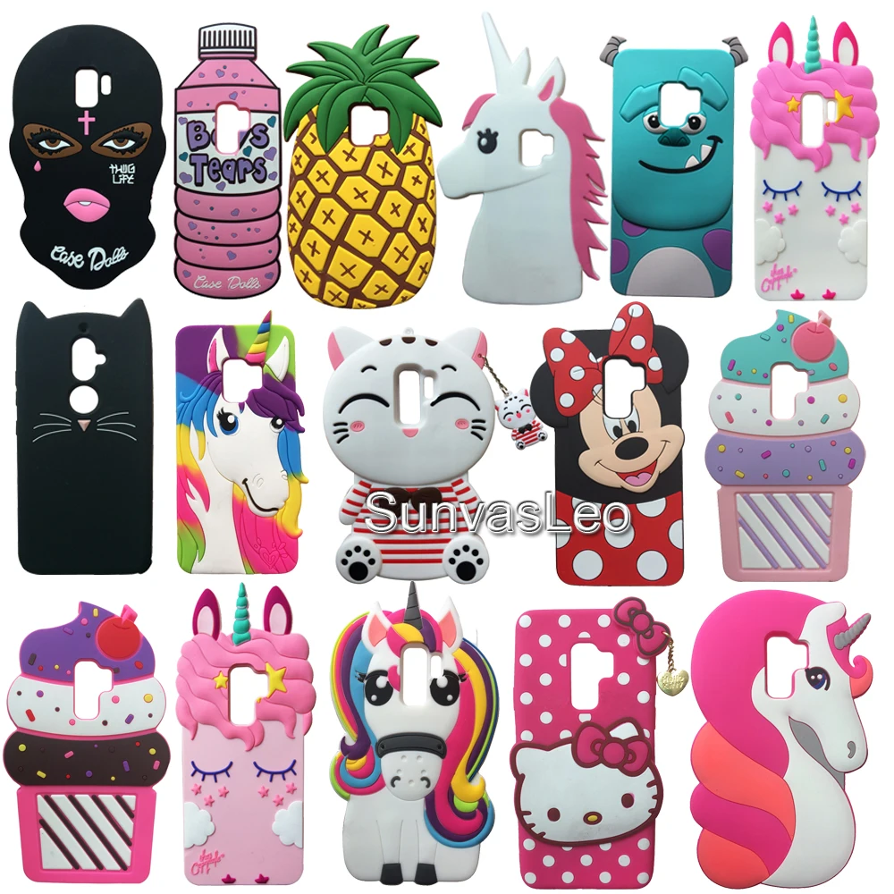 

S9 S9 Plus Pink ice Cream Cat Cell phone Cases 3D Cartoon Shockproof Soft Silicone Phone Cover Case For Samsung GALAXY S9 S9+