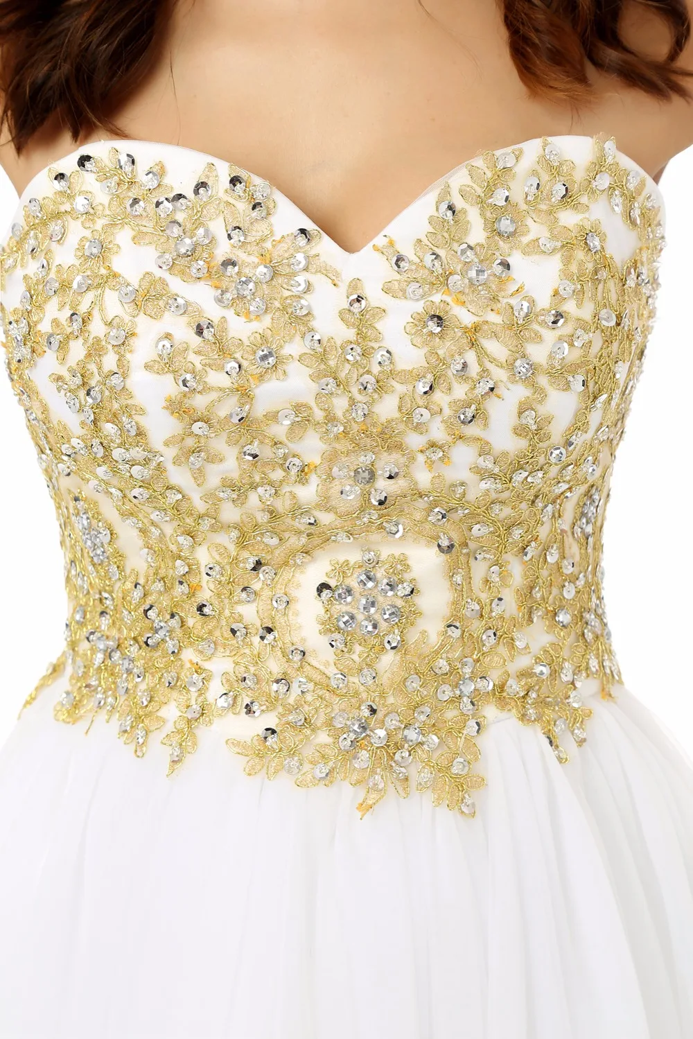 Просто золото аппликации-line вечернее платья для выпускного вечера спинки Лето Пром платье