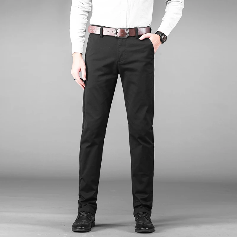 Vomint брендовые новые мужские деловые брюки, прямые Стрейчевые брюки, повседневные брюки, эластичные брюки с карманами - Цвет: black