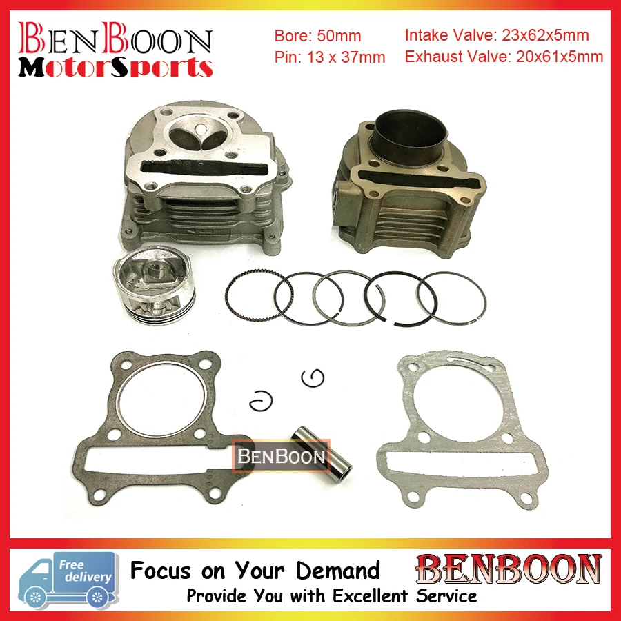 GY6 100cc 50mm Big Bore Cylinder & Head Kit 139QMB Engine Chinese