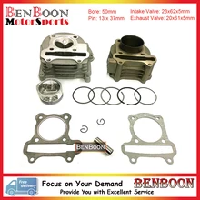 GY6 100cc 50mm Big Bore Cylinder & Head Kit 139QMB Engine Chinese Scooter Parts ATV Parts Roketa, Baotian, Znen, Free Shipping