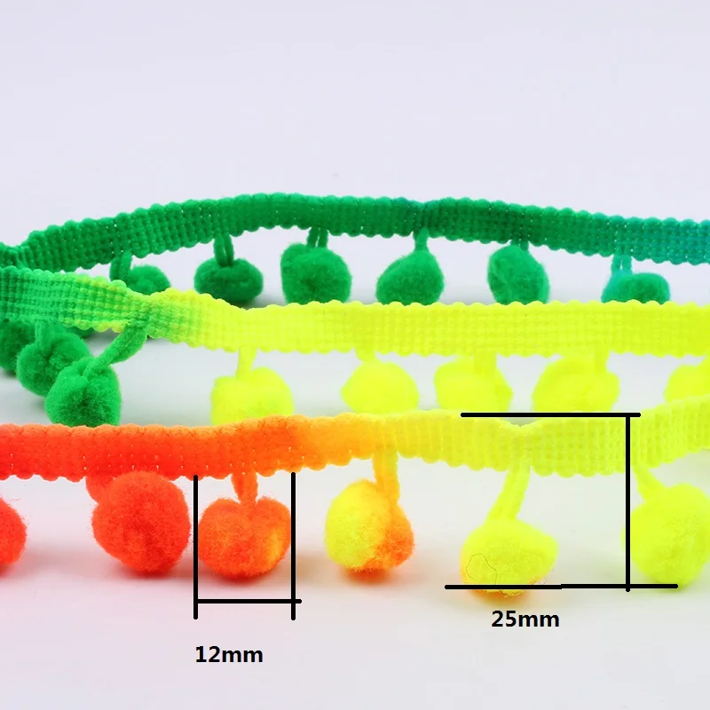 25 мм 5 ярдов Радужный помпон бахрома кружева планки ткань Свадебная вечеринка материалы для рукоделия ручной работы Текстиль для дома Одежда край ленты