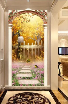 

3d room wallpaper custom mural non-woven Wall sticker 3 d arch lavender butterfly porch painting photo wallpaper for walls 3d