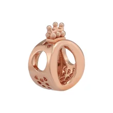 Подходит для Pandora Charms браслеты Crown O Rose Beads 925 пробы-серебро-ювелирные изделия
