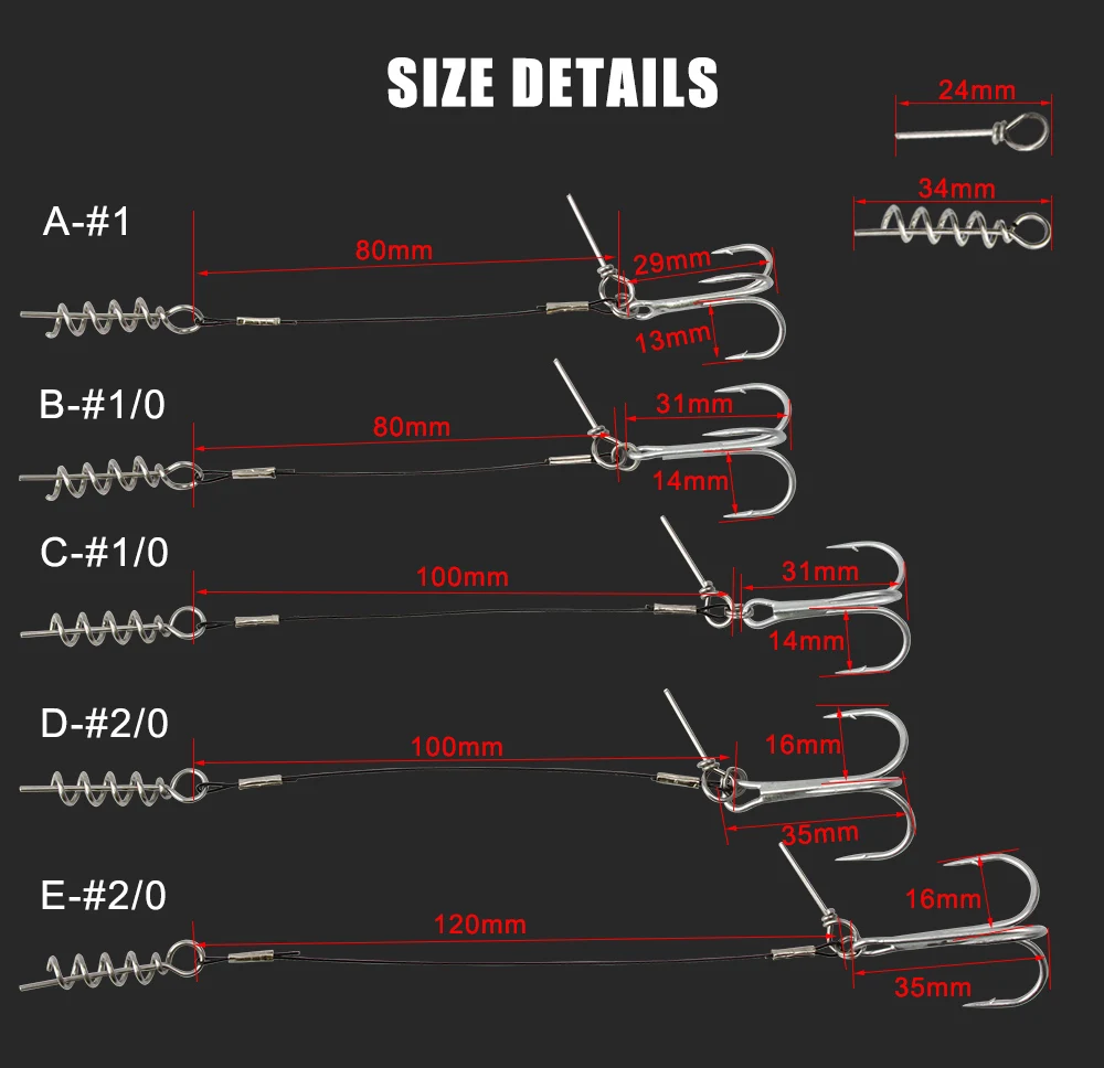 Spinpoler 3 шт. рыболовные лидеры с тройным крючком из высокоуглеродистой стали рыболовный крючок с колючими крючками прочные рыболовные крючки