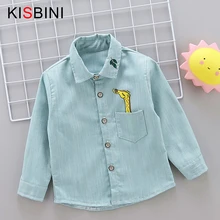 KISBINI/весенне-летние рубашки для маленьких мальчиков хлопковая рубашка с длинными рукавами Топы с изображением жирафа и моста, хлопковая одежда для детей