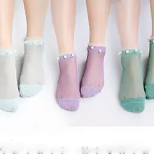 Модные женские носки-башмачки 1 пара тонкие женские летние новые жемчужные кружевные короткие носки без пятки 2018 летние новые