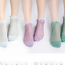 Модные женские носки-башмачки 1 пара тонкие женские летние новые жемчужные кружевные короткие носки без пятки 2018 летние новые