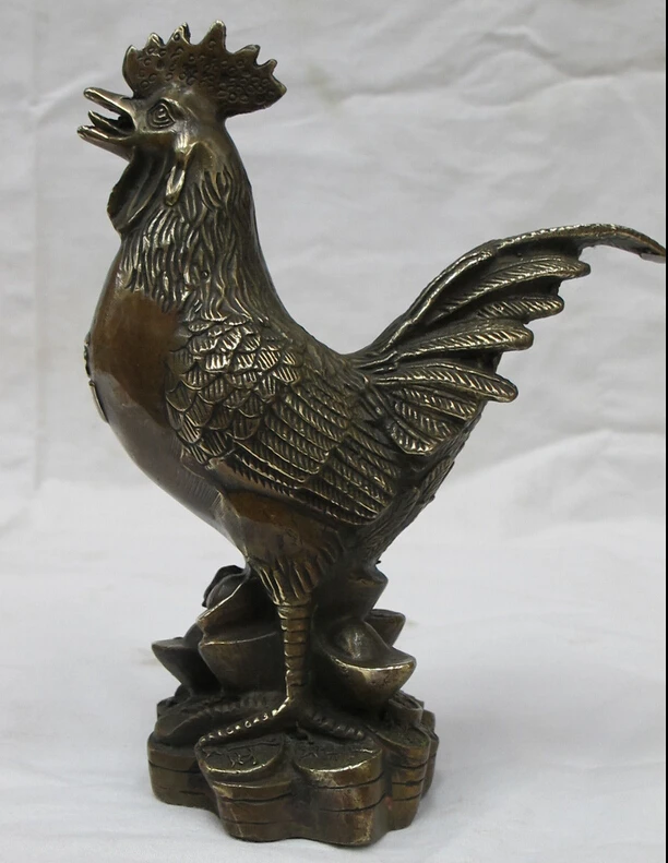

xd 002873 7"China chinese Bronze carved money wealth poultry Statue luckly FO Chick