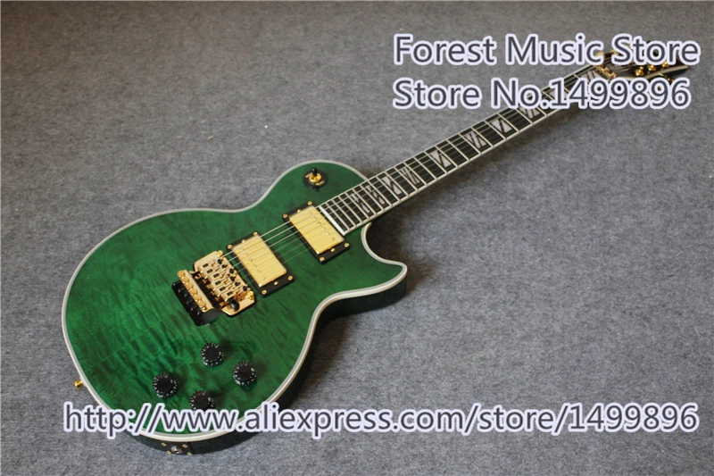 

China Custom Shop Green Quilted Finish AL Signature Suneye LP Electric Guitars As Pictures For Sale