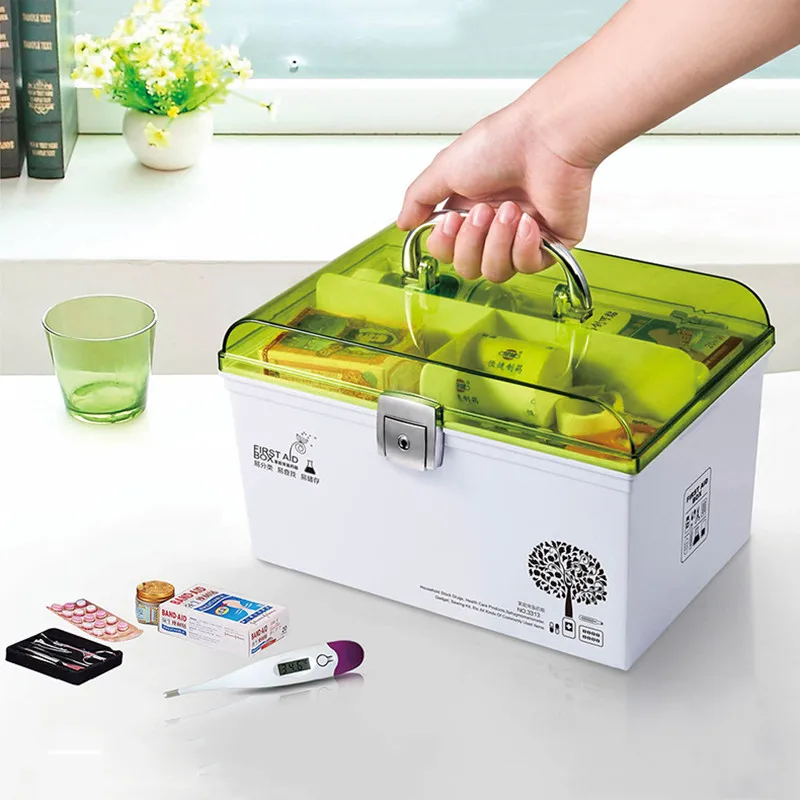 

New Household Natural Plastic Material First Aid Kit Multi Layer Medical Drug Storage Organizer Portable Fashion Medicine Box