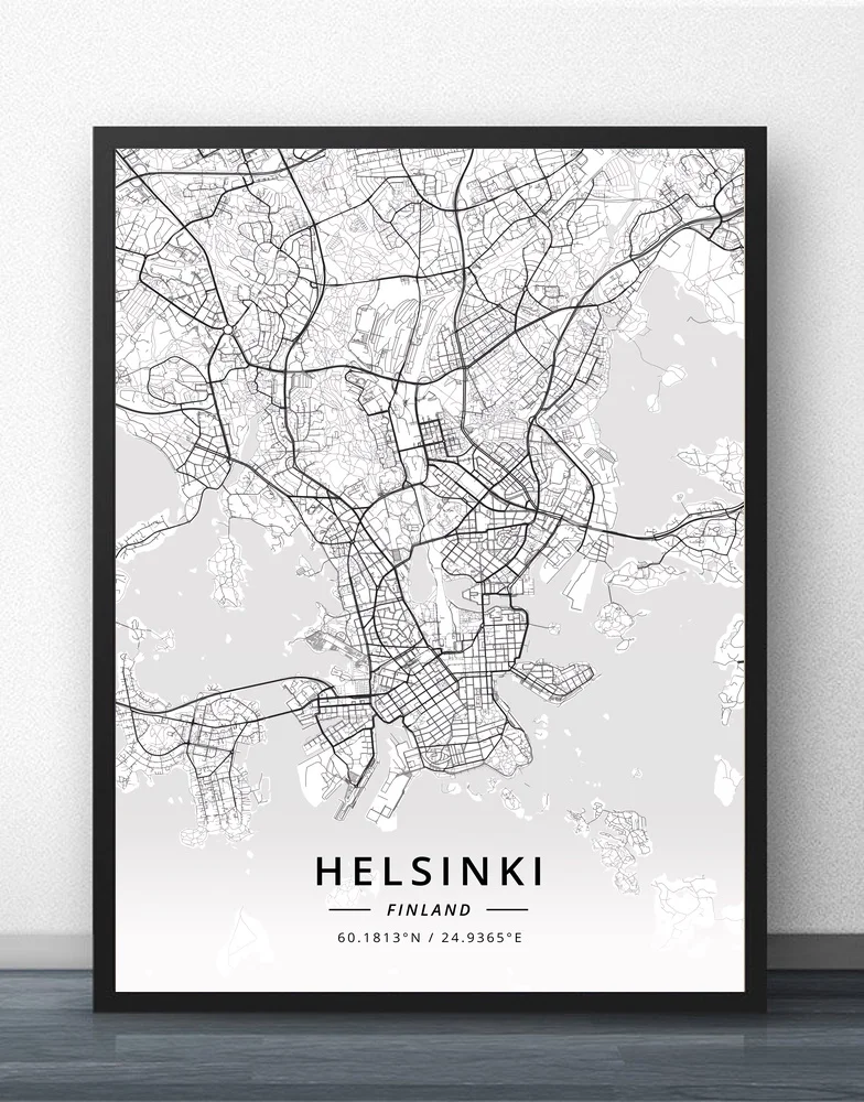 

Helsinki Turku Finland Map Poster