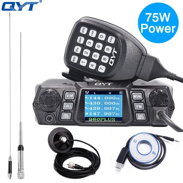 QYT KT-980 Plus автомобильное крепление радио VHF 136-174mhz UHF 400-520mhz 75W двухдиапазонное базовое автомобильное грузовое мобильное радио Любительское KT980 Plus - Цвет: add magnetic antenna