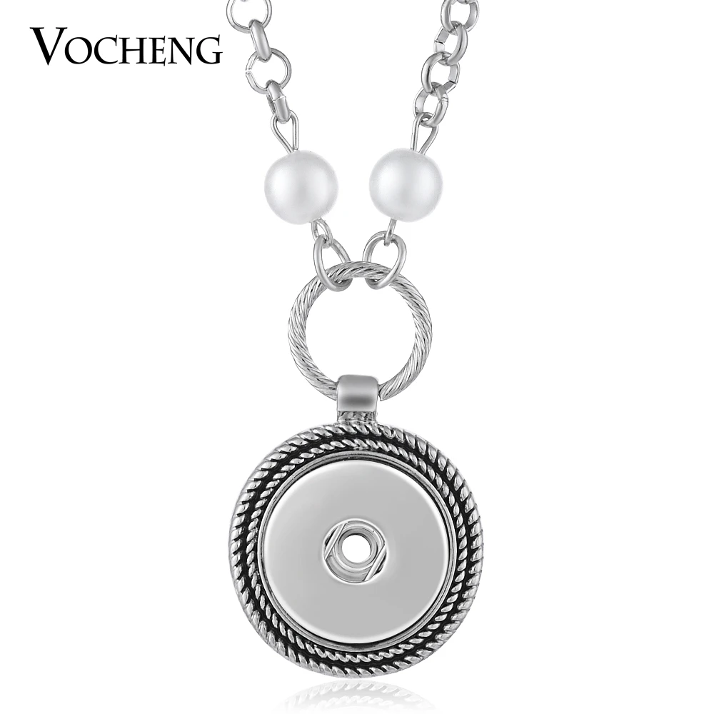 

10pcs/lot Wholesale Vocheng Snap Button Charms Simulated Pearl Necklace 18mm Pendant Jewelry NN-524*10 Free Shipping