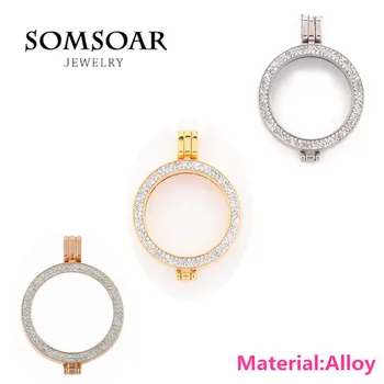 

Somsoar Jewelry 35MM Alloy Coin Holder with Double Crystal Elements Fit 33MM Coin Disc 10pcs/lot